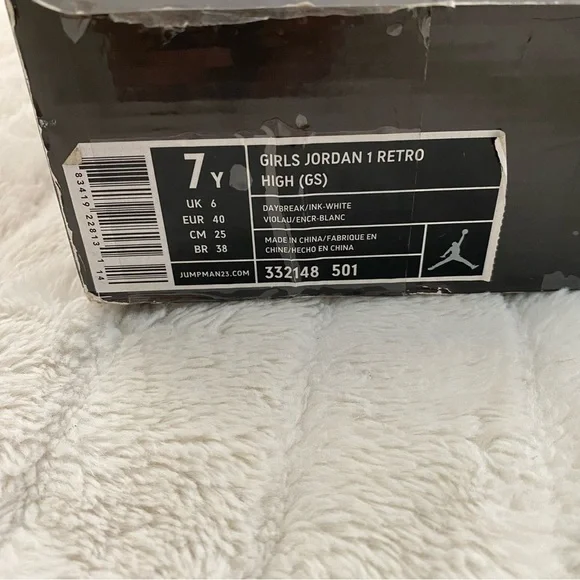 Air Jordan 1 Retro (GS) ‘Daybreak’ Nike Purple Lace Suede High-Top Sneakers 7Y - Picture 13 of 15